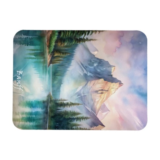 Nationalpark Banff Aquarellmalerei Magnet (Horizontal)