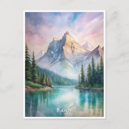 Nationalpark Banff Aquarellmalerei Postkarte (Vorderseite)