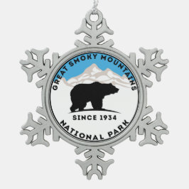 Nationalpark-Bär Great Smoky Mountains Schneeflocken Zinn-Ornament