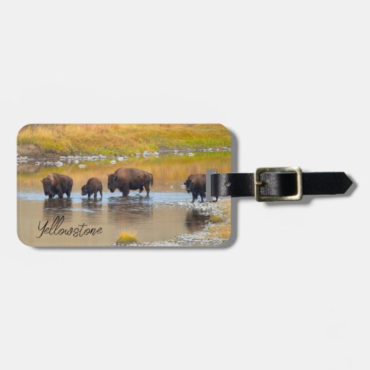 Nationalpark Bison River Crossing Yellowstone Gepäckanhänger (Vorderseite horizontal)
