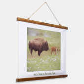 Nationalpark Bison und Calf Yellowstone Wandteppich Mit Holzrahmen (Gewinkelt)