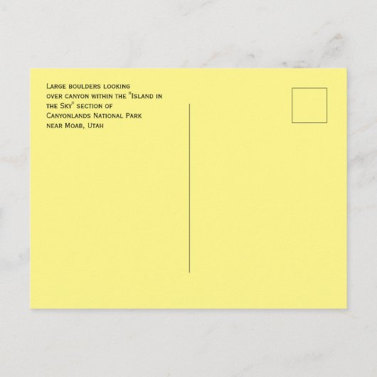 Nationalpark Canyonlands, Boulders, Utah Postkarte (Rückseite)