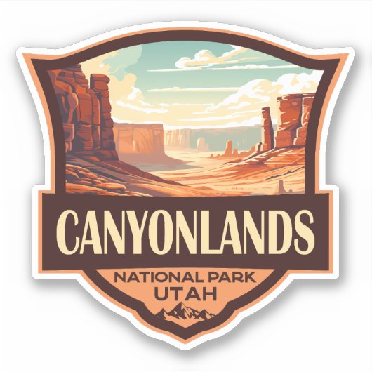 Nationalpark Canyonlands Illustration Retro Aufkleber (Vorderseite)