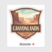Nationalpark Canyonlands Illustration Retro Aufkleber (Blatt)