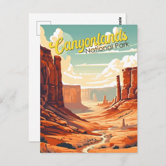 Nationalpark Canyonlands Illustration Retro Postkarte (Vorne/Hinten)