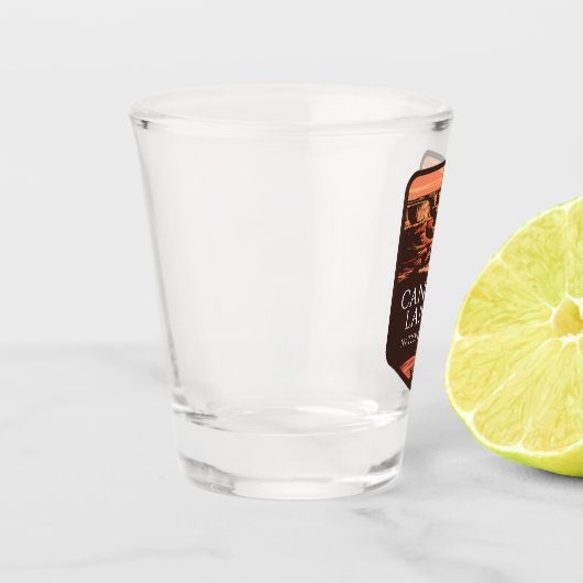 Nationalpark Canyonlands Sonnenuntergang Emblem Schnapsglas (Links)