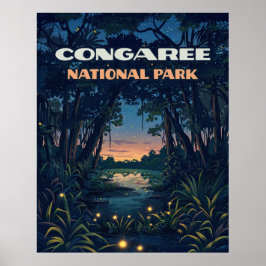 Nationalpark Congaree Süd Carolina Retro Poster