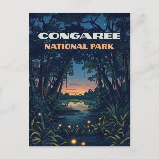 Nationalpark Congaree Süd Carolina Retro Postkarte (Vorderseite)