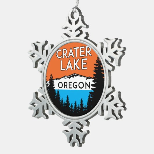 Nationalpark Crater See-Oregons Schneeflocken Zinn-Ornament (Rechts)