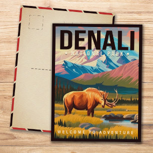 Nationalpark Denali Alaska Berglandschaft Ski Postkarte