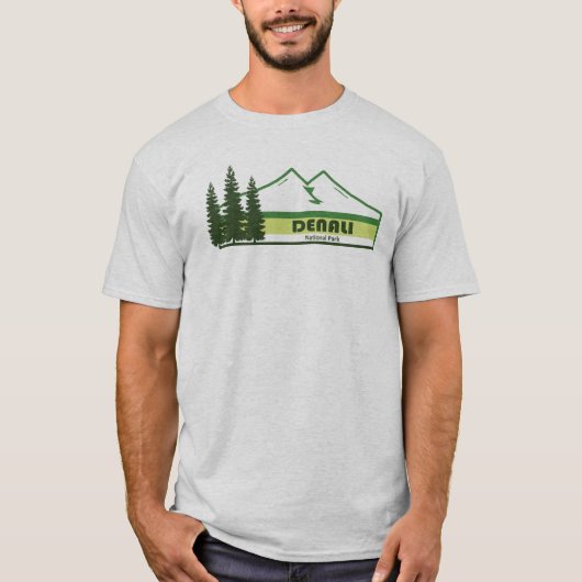 Nationalpark Denali Alaska Grüne Streifen T-Shirt (Vorderseite)