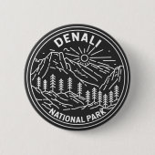 Nationalpark Denali Alaska Mount Hunter Monoline Button (Vorderseite)