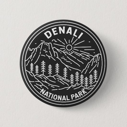 Nationalpark Denali Alaska Mount Hunter Monoline Button (Vorderseite)