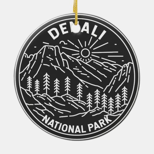 Nationalpark Denali Alaska Mount Hunter Monoline Keramik Ornament (Hinten)