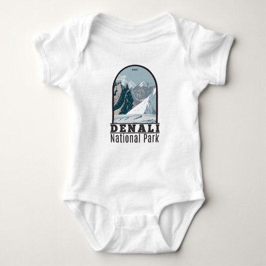 Nationalpark Denali Alaska Mount Hunter Vintag Baby Strampler (Vorderseite)