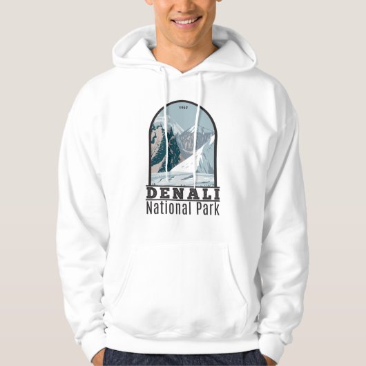 Nationalpark Denali Alaska Mount Hunter Vintag Hoodie (Vorderseite)