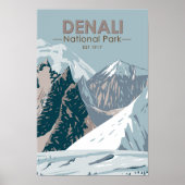 Nationalpark Denali Alaska Mount Hunter Vintag Poster (Vorne)