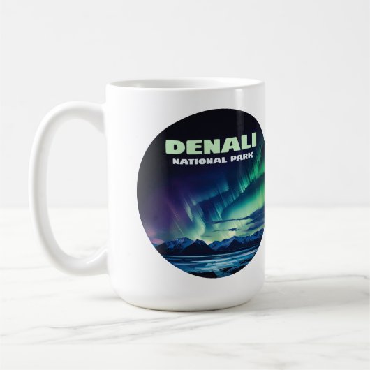 Nationalpark Denali Alaska Nord Lights Retro Kaffeetasse (Links)