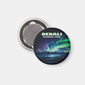 Nationalpark Denali Alaska Nord Lights Retro Magnet (Vorderseite/Rückseite)