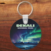 Nationalpark Denali Alaska Nord Lights Retro Schlüsselanhänger (Vorderseite)
