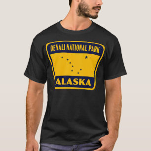 Nationalpark Denali Alaska Retro Abzeichen Blue T-Shirt