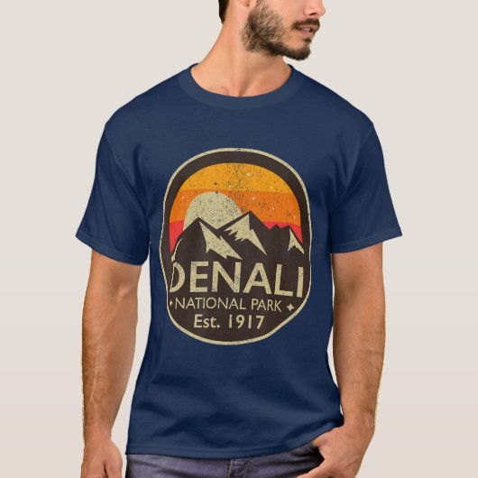 Nationalpark Denali Alaska Retro Wandergeschenk T-Shirt (Vorderseite)
