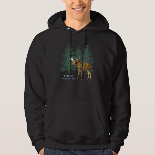 Nationalpark Denali Alaska Usa Elche Bäume Hoodie (Vorderseite)