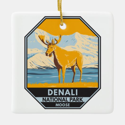 Nationalpark Denali Alaska Vintag Keramikornament (Vorderseite)
