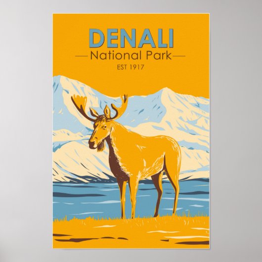 Nationalpark Denali Alaska Vintag Poster (Vorne)