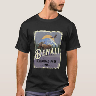 Nationalpark Denali Alaska Vintage Reiseplaner T-Shirt