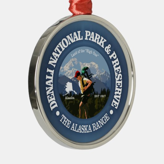 Nationalpark Denali (Hiker C) Silbernes Ornament (Rechts)