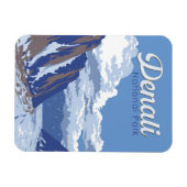 Nationalpark Denali Illustration Travel Vintag Magnet (Horizontal)