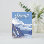 Nationalpark Denali Illustration Travel Vintag Postkarte (Stehend Vorderseite)