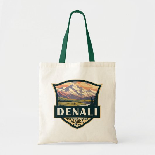 Nationalpark Denali Illustration Travel Vintag Tragetasche (Vorne)
