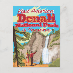 Nationalpark Denali und Reservieren von Reiseplaka Postkarte