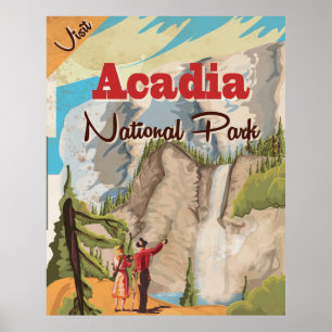 Nationalpark des Acadia Vintages Reise-Plakat Poster