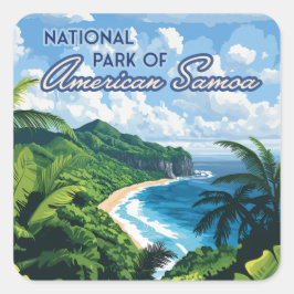Nationalpark des amerikanischen Samoa Beach Regenw Quadratischer Aufkleber