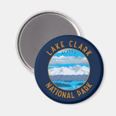 Nationalpark des Sees Clark Retro Distressed Circl Magnet (Vorderseite/Rückseite)