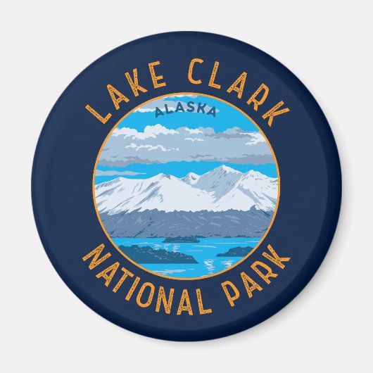 Nationalpark des Sees Clark Retro Distressed Circl Magnet (Vorne)
