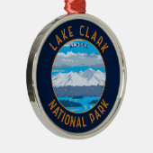 Nationalpark des Sees Clark Retro Distressed Circl Ornament Aus Metall (Rechts)