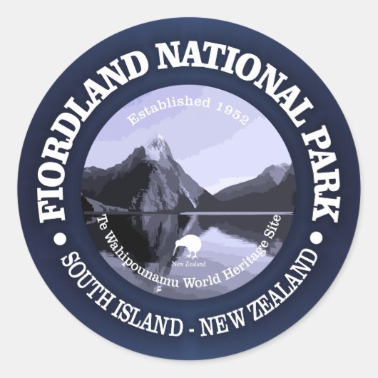 Nationalpark Fiordland Runder Aufkleber (Vorderseite)