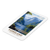 Nationalpark Fiordland Vintag Magnet (Linke Seite)