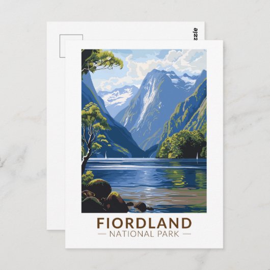 Nationalpark Fiordland Vintag Postkarte (Vorne/Hinten)
