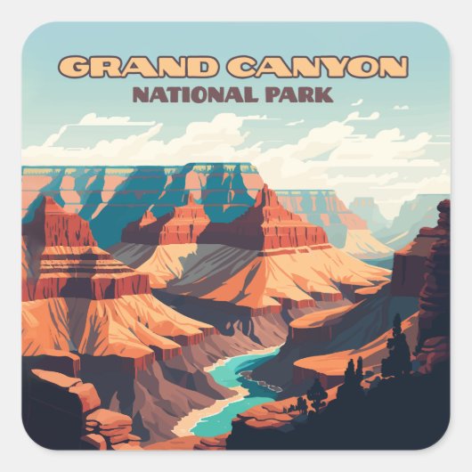 Nationalpark Grand Canyon Quadratischer Aufkleber (Vorderseite)