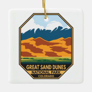Nationalpark Great Sand Dunes - farbenfrohe Emblem Keramikornament