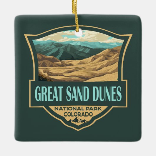 Nationalpark Great Sand Dunes - Illustration Retro Keramikornament (Vorderseite)