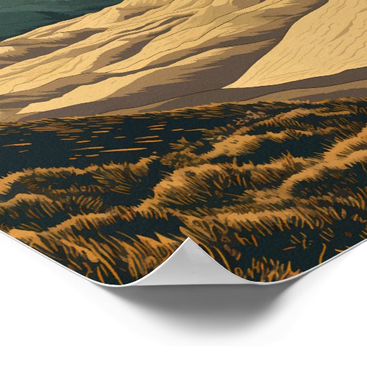 Nationalpark Great Sand Dunes - Illustration Retro Poster (Ecke)