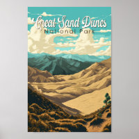 Nationalpark Great Sand Dunes - Illustration Retro