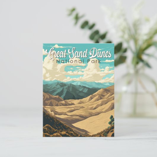 Nationalpark Great Sand Dunes - Illustration Retro Postkarte (Stehend Vorderseite)