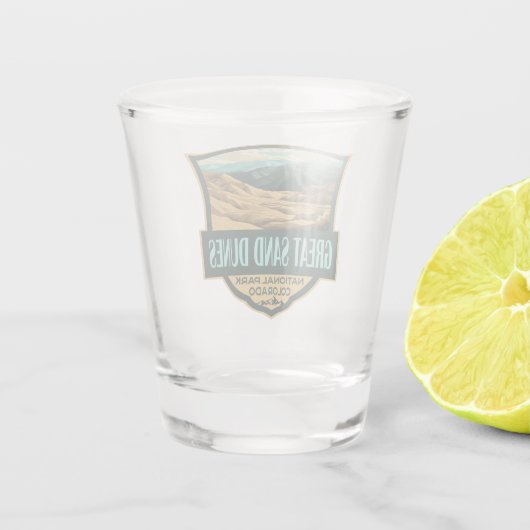 Nationalpark Great Sand Dunes - Illustration Retro Schnapsglas (Rückseite)